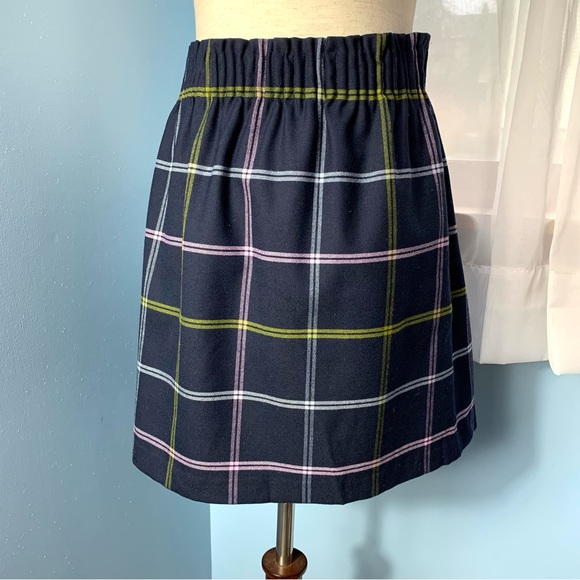 J. Crew Navy Windowpane Plaid Sidewalk Skirt - Picture 4 of 6